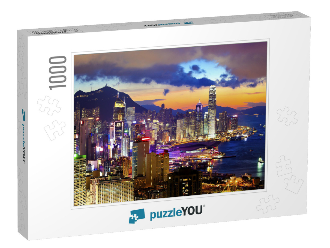 Crowded Downtown & Building in Hong Kong At Sunset... Jigsaw Puzzle with 1000 pieces