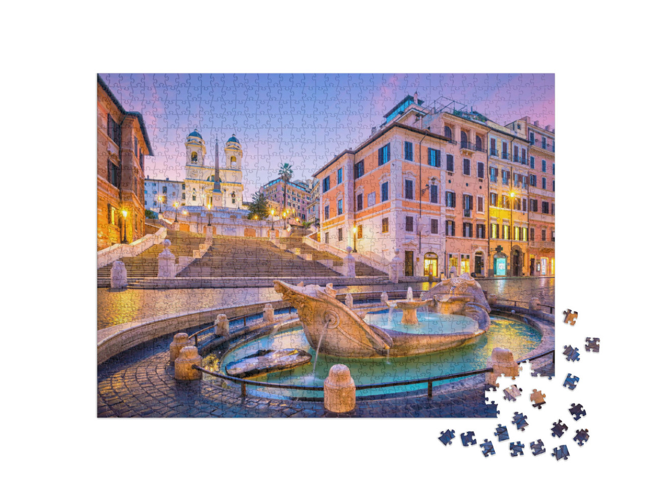 Spanish Steps in the Morning, Rome, Italy At Twilight... Jigsaw Puzzle with 1000 pieces