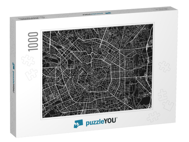 Black & White Vector City Map of Milan with Well Organize... Jigsaw Puzzle with 1000 pieces