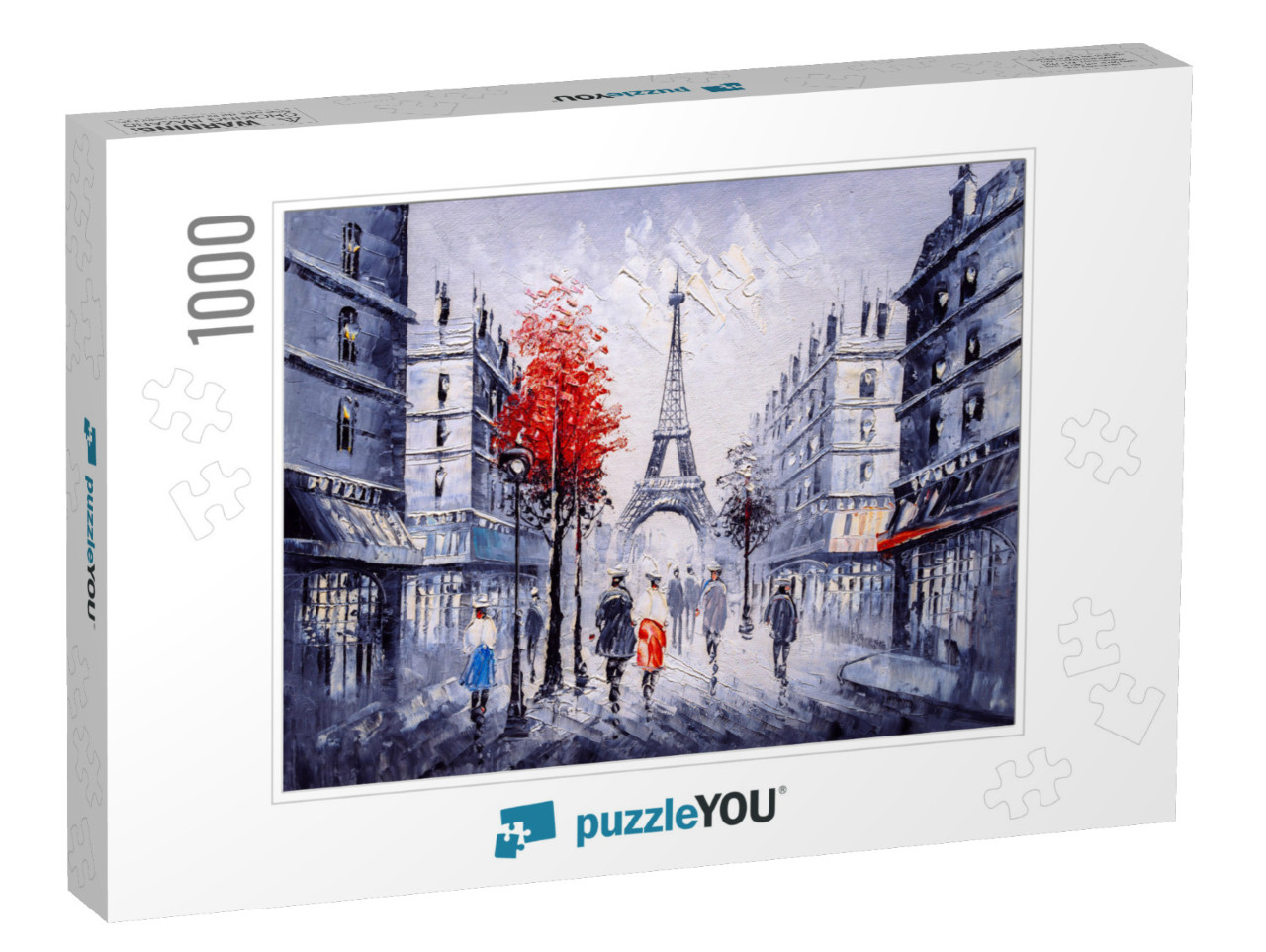 Oil Painting - Street View of Paris... Jigsaw Puzzle with 1000 pieces