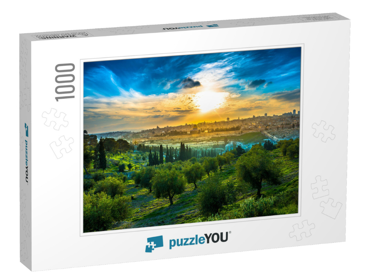 Beautiful Sunset Clouds Over the Old City Jerusalem with... Jigsaw Puzzle with 1000 pieces