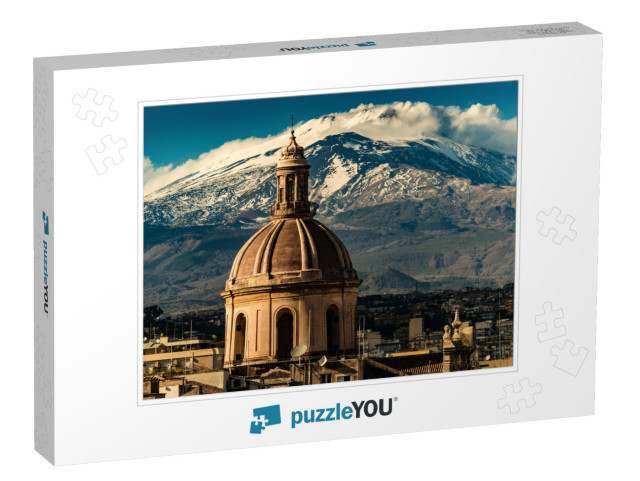 The Dome of Cathedral in Catania on the Background of Vol... Jigsaw Puzzle