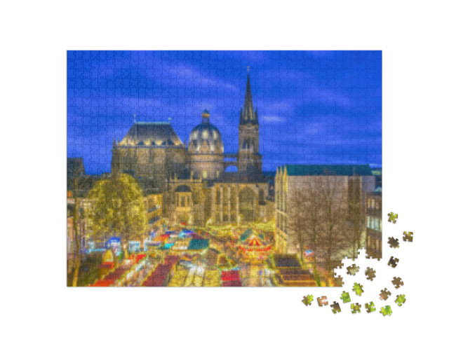 Aachen Cathedral with Famous Christmas Market in the Fore... Jigsaw Puzzle with 1000 pieces