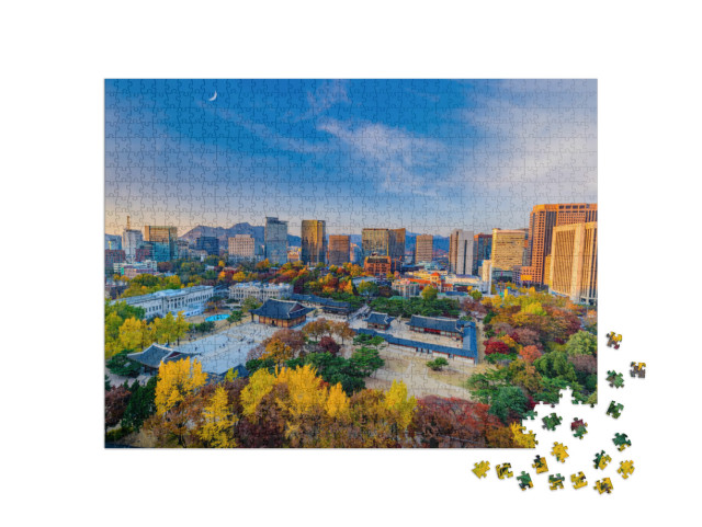 Autumn in Deoksugung Palace Seoul South Korea... Jigsaw Puzzle with 1000 pieces