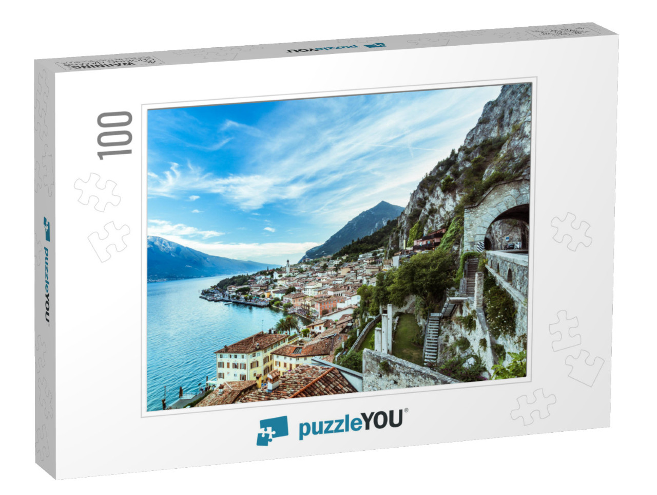 Wonderful Panorama of Limone Sul Garda. Lake Garda Italy... Jigsaw Puzzle with 100 pieces