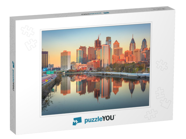 Philadelphia, Pennsylvania, USA Downtown Skyline At Dusk o... Jigsaw Puzzle