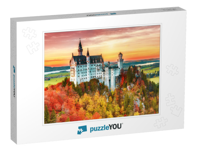 Beautiful Aerial View of Neuschwanstein Castle in Autumn... Jigsaw Puzzle