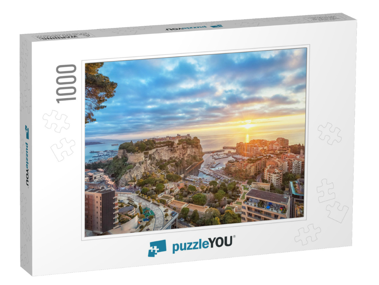 Sunrise in Monaco View of Port Fontvieille & Rock of Mona... Jigsaw Puzzle with 1000 pieces