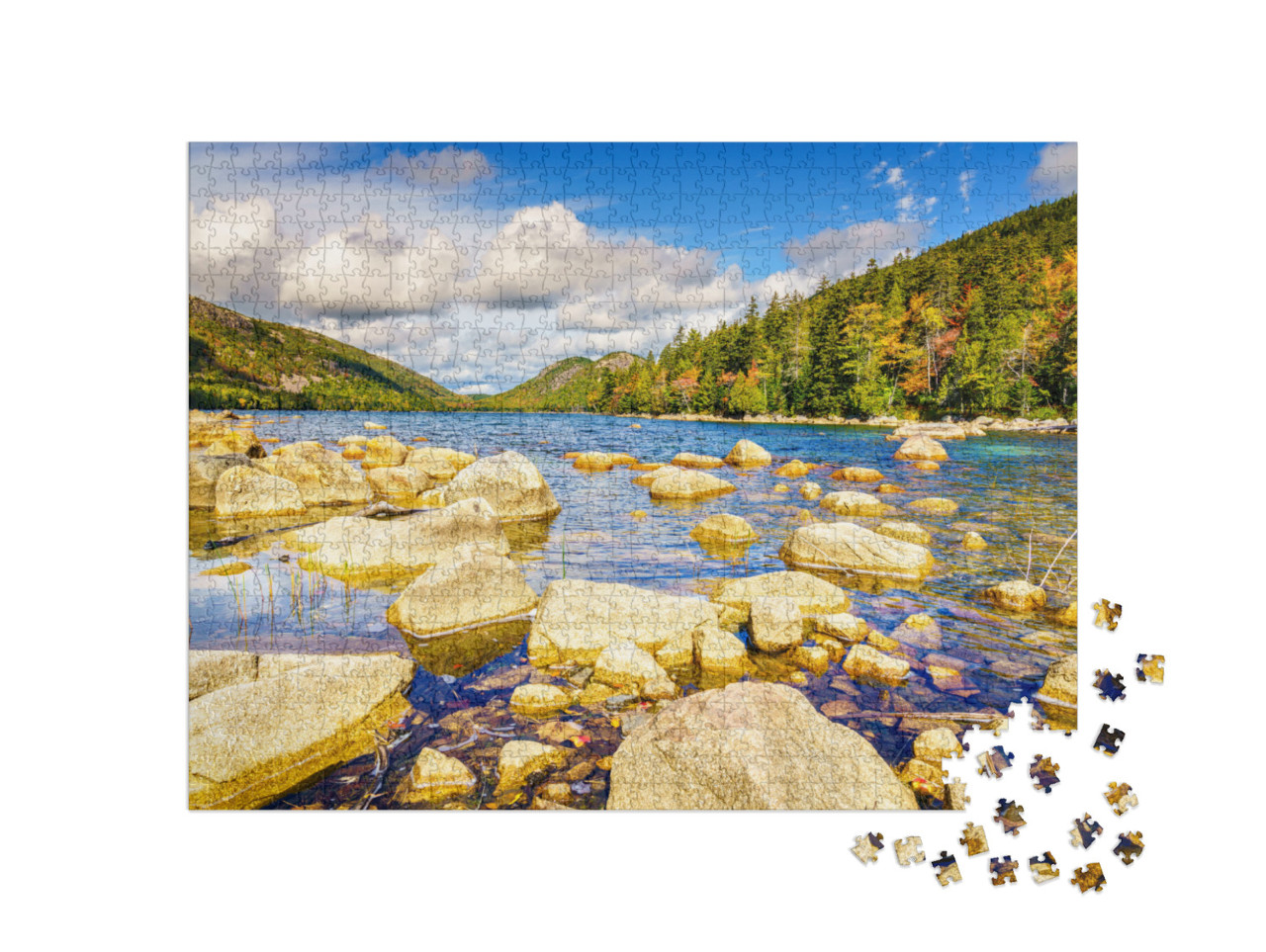 Scenic View of Jordan Pond in Acadia National Park in Mai... Jigsaw Puzzle with 1000 pieces