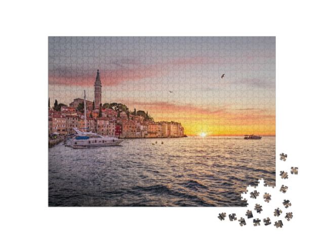 Classic View of Rovinj Old Town At Sunset, Istria, Croati... Jigsaw Puzzle with 1000 pieces