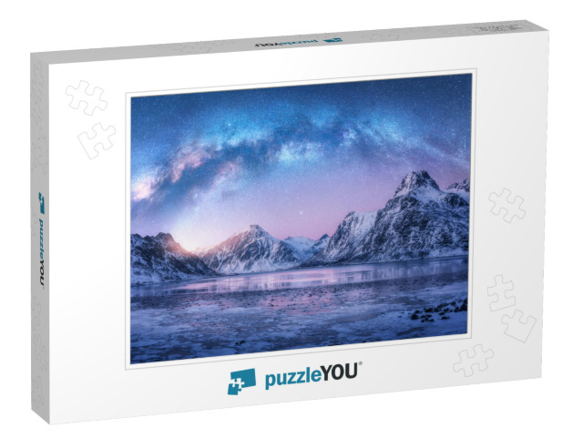 Milky Way Above Frozen Sea Coast & Snow Covered Mountains... Jigsaw Puzzle