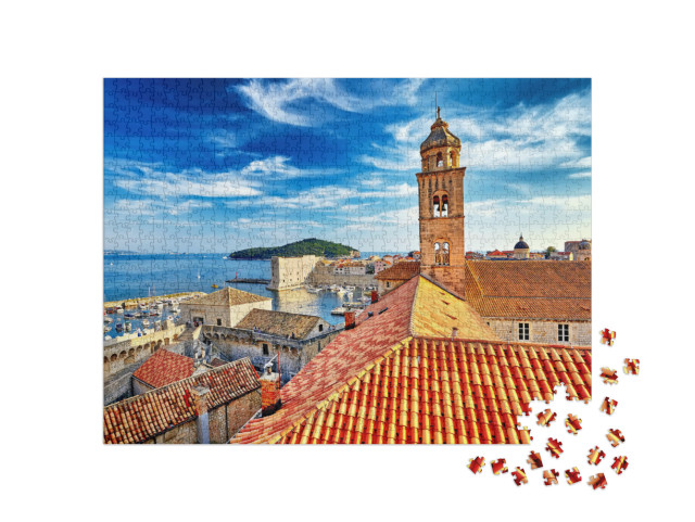 The Amazing Panorama Dubrovnik Old Town Roofs At Sunset... Jigsaw Puzzle with 1000 pieces