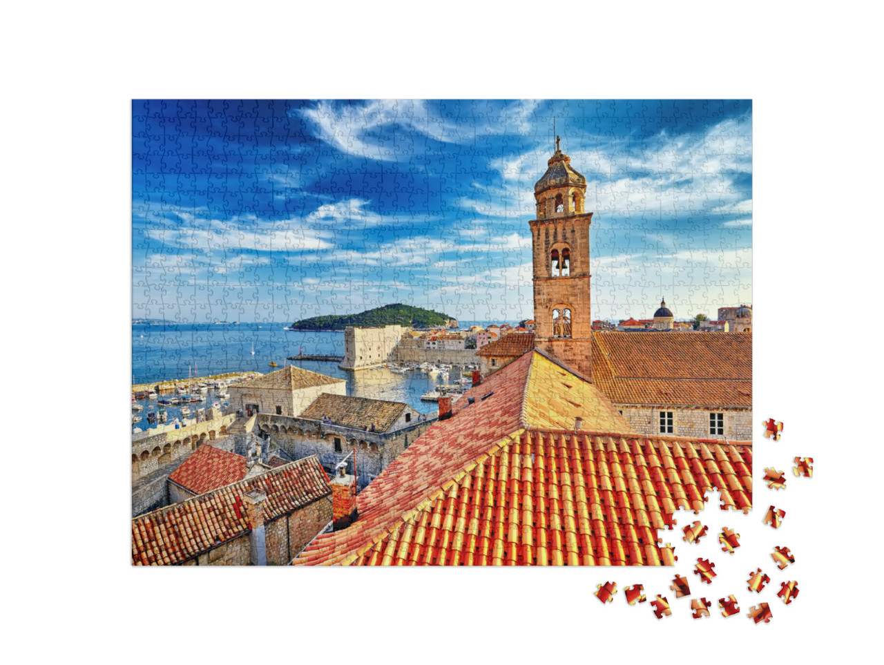 The Amazing Panorama Dubrovnik Old Town Roofs At Sunset... Jigsaw Puzzle with 1000 pieces