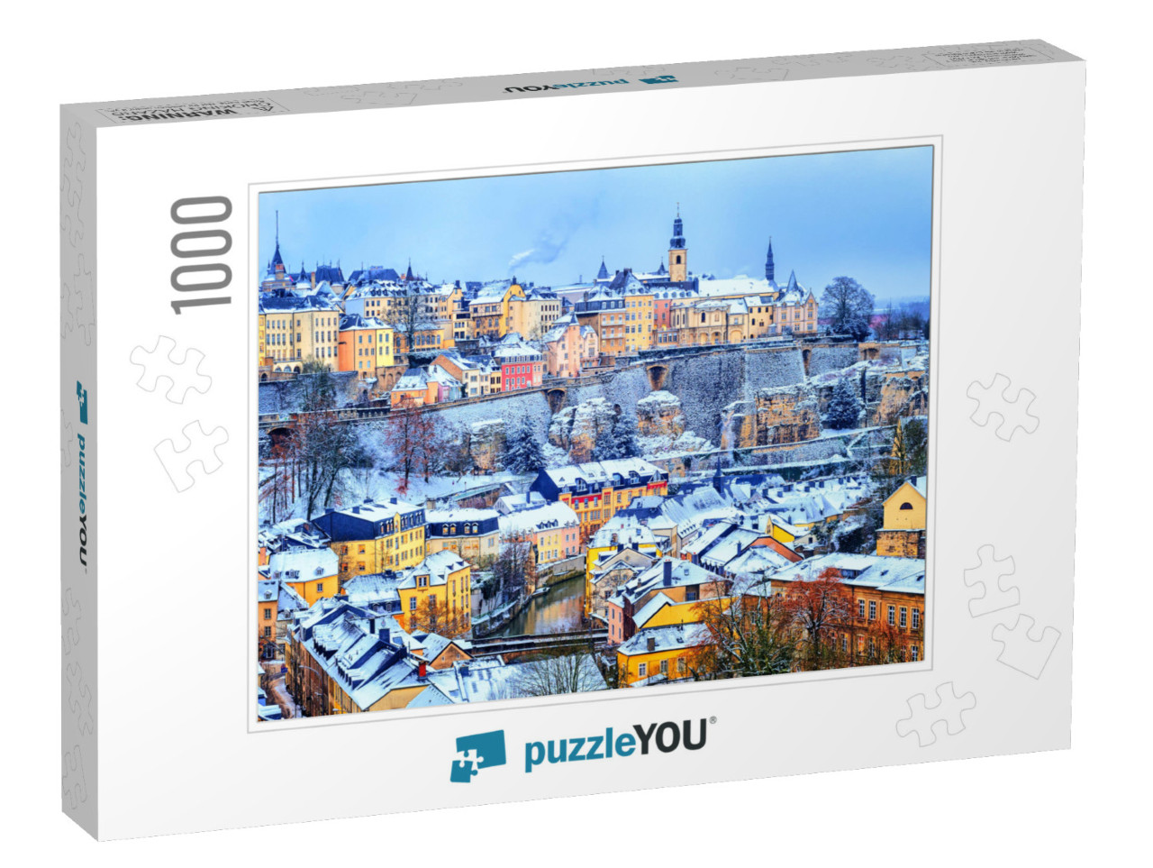 Old Town of Luxembourg City Snow White in Winter, Europe... Jigsaw Puzzle with 1000 pieces