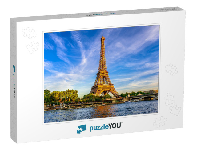 Paris Eiffel Tower & River Seine At Sunset in Paris, Fran... Jigsaw Puzzle