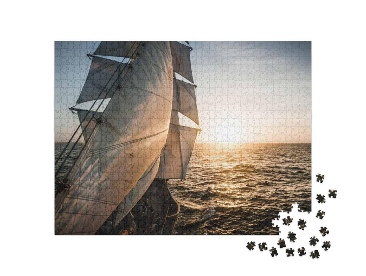 Old Tall Ship Sails Backlit... Jigsaw Puzzle with 1000 pieces