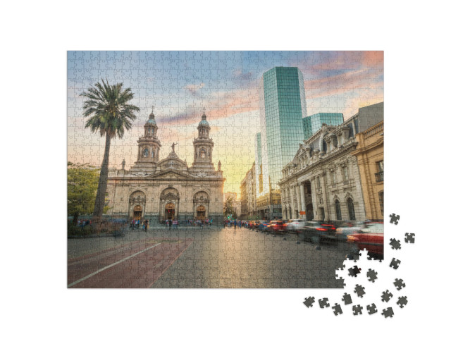 Plaza De Armas Square & Santiago Metropolitan Cathedral A... Jigsaw Puzzle with 1000 pieces