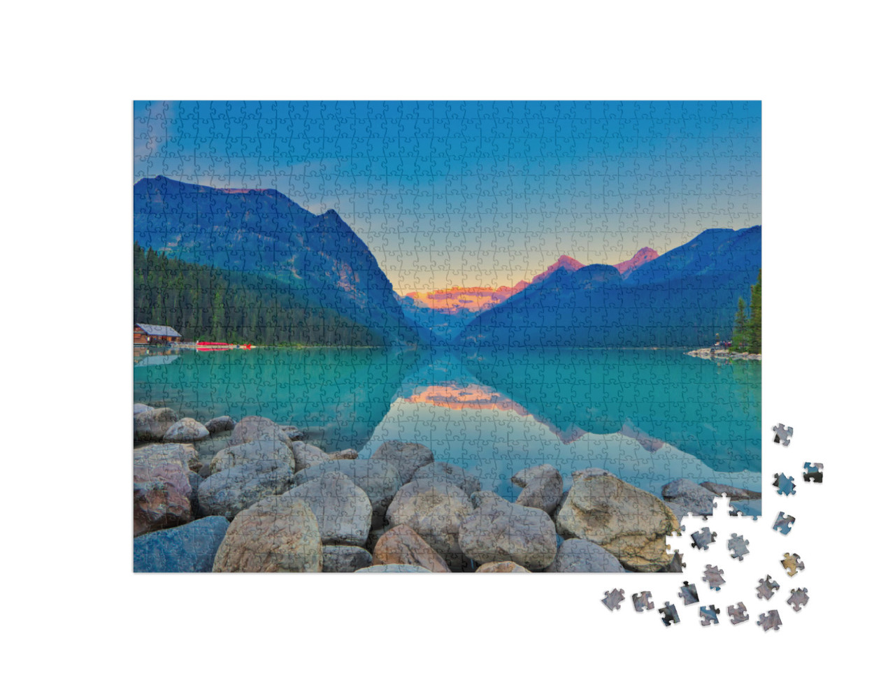 Good Morning Lake Louise. {Panoramic View of the World Fa... Jigsaw Puzzle with 1000 pieces