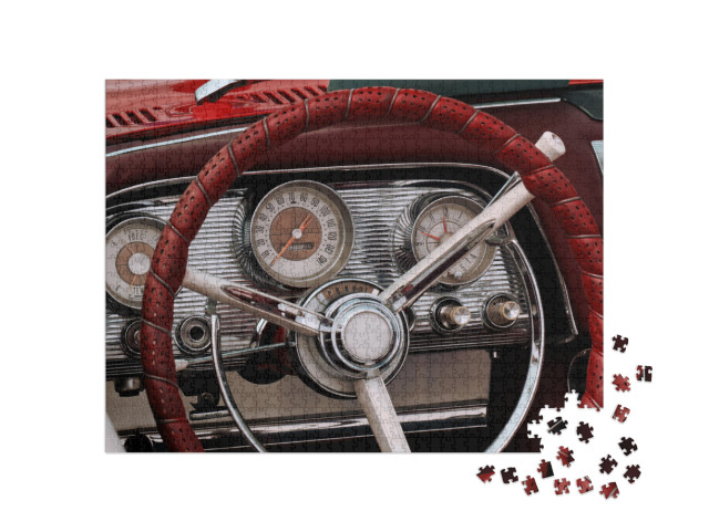 Part of the Interior of an Antique Sports Luxury Car with... Jigsaw Puzzle with 1000 pieces