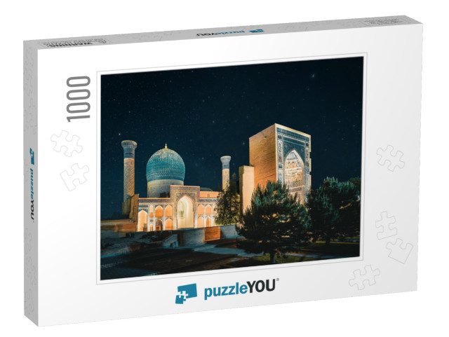 Gur-Emir Mausoleum At Night with Stars, Samarkand, Uzbeki... Jigsaw Puzzle with 1000 pieces