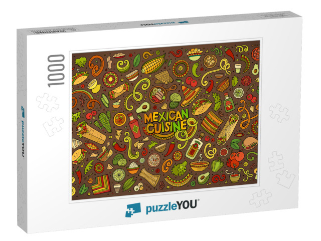 Colorful Vector Hand Drawn Doodle Cartoon Set of Mexican... Jigsaw Puzzle with 1000 pieces