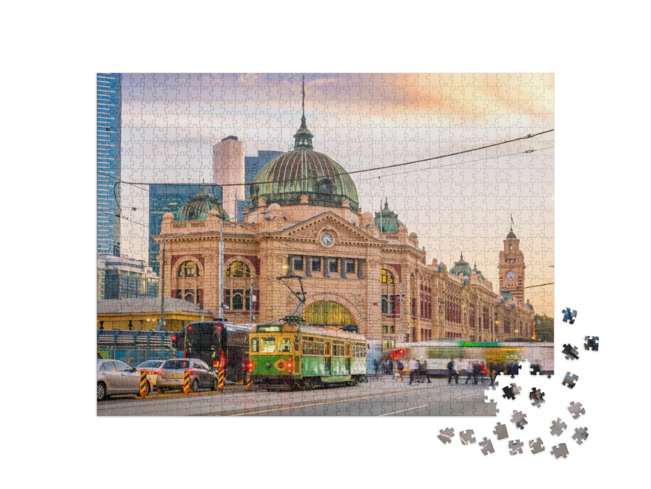 Melbourne Flinders Street Train Station in Australia At S... Jigsaw Puzzle with 1000 pieces