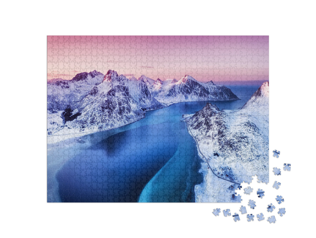 Aerial View At the Lofoten Islands, Norway. Mountains & S... Jigsaw Puzzle with 1000 pieces