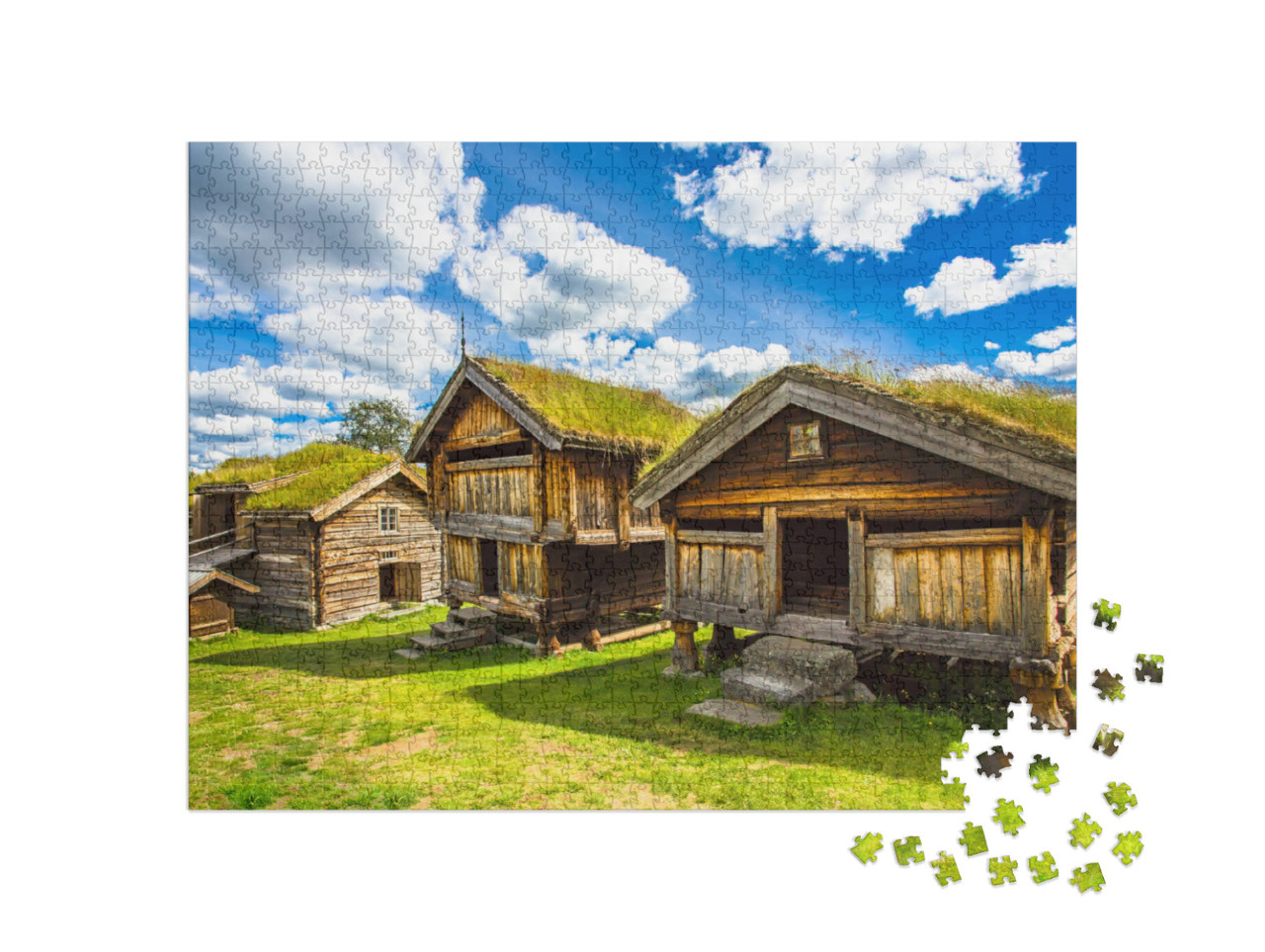 Old Traditional Norwegian Houses. Geilo, Norway... Jigsaw Puzzle with 1000 pieces