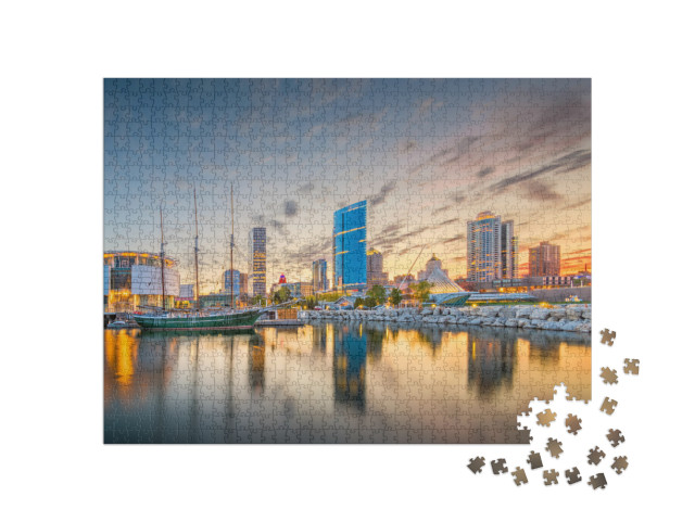 Milwaukee, Wisconsin, USA Downtown City Skyline on Lake Mi... Jigsaw Puzzle with 1000 pieces