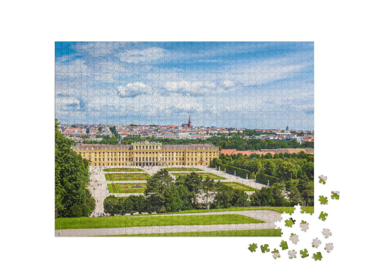 Classic View of Famous Schonbrunn Palace with Great Parte... Jigsaw Puzzle with 1000 pieces