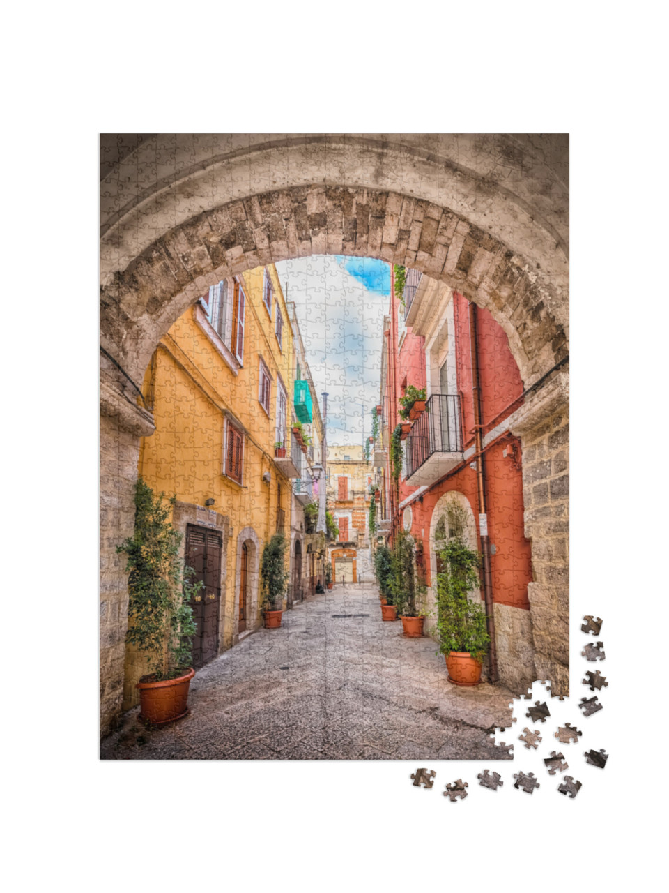 Alleyway in Old White Town Bari, Puglia, South Italy... Jigsaw Puzzle with 1000 pieces