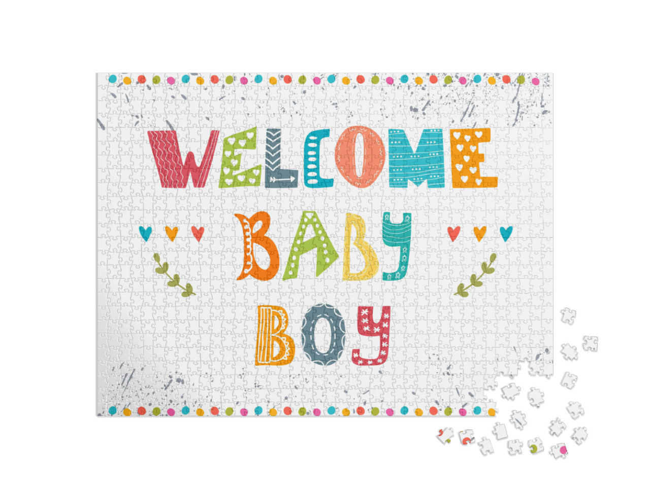 Welcome Baby Boy. Baby Boy Arrival Postcard. Baby... Jigsaw Puzzle with 1000 pieces