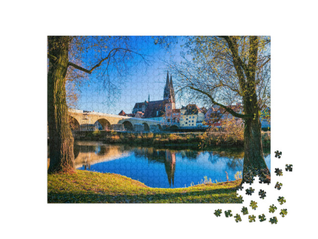 Travel in Germany - Picturesque Regensburg Town Over Danu... Jigsaw Puzzle with 1000 pieces