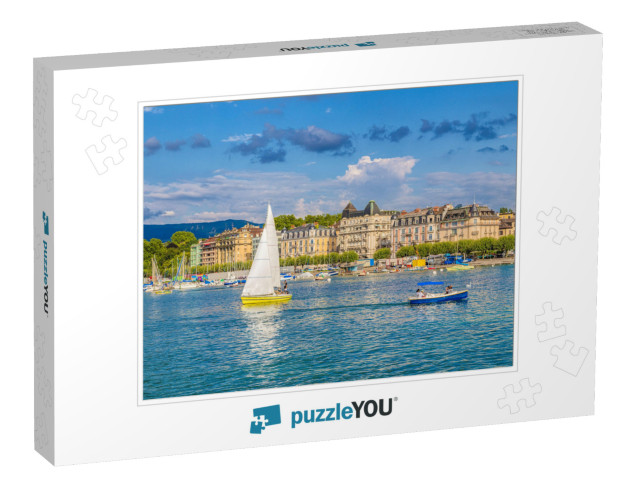 Beautiful View of the Historic City Center of Geneva with... Jigsaw Puzzle