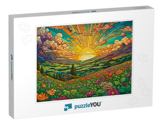 Sun Sets in the Valley of Flowers Jigsaw Puzzle