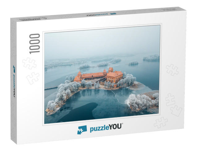 Trakai Island Castle, Winter Season, Aerial View. History... Jigsaw Puzzle with 1000 pieces