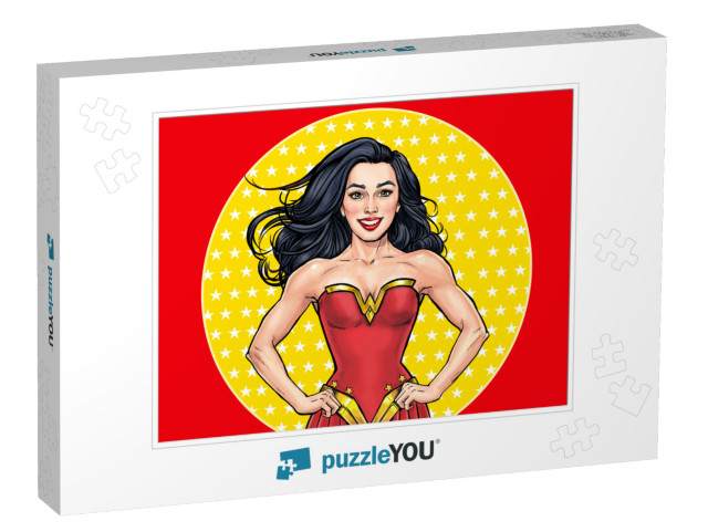 Pop Art Super Hero Woman. Girl Power Advertising Poster... Jigsaw Puzzle