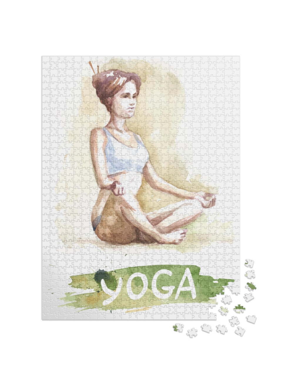 Watercolor Yoga Girl, Banner for School... Jigsaw Puzzle with 1000 pieces