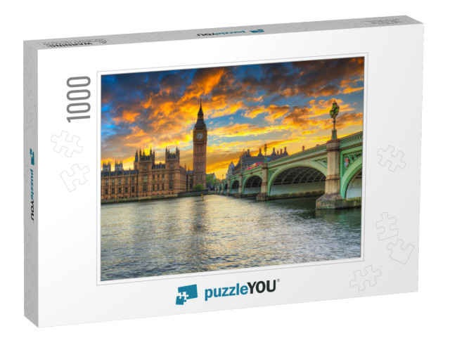 Big Ben & Westminster Palace in London At Sunset, Uk... Jigsaw Puzzle with 1000 pieces