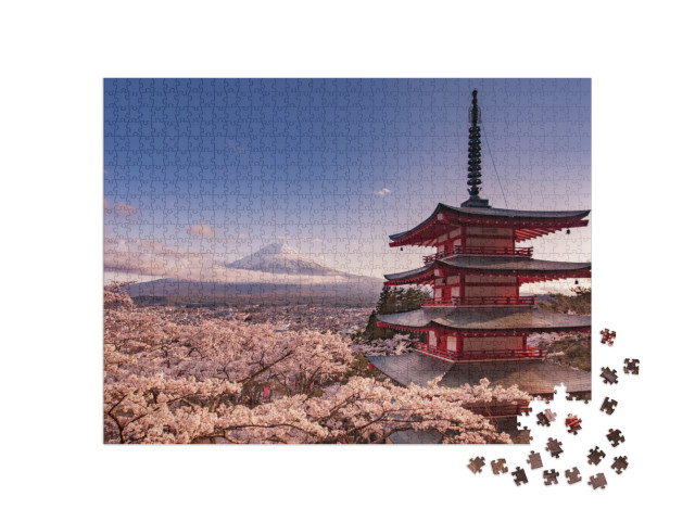 Japan Beautiful Landscape Mountain Fuji & Chureito Red Pa... Jigsaw Puzzle with 1000 pieces