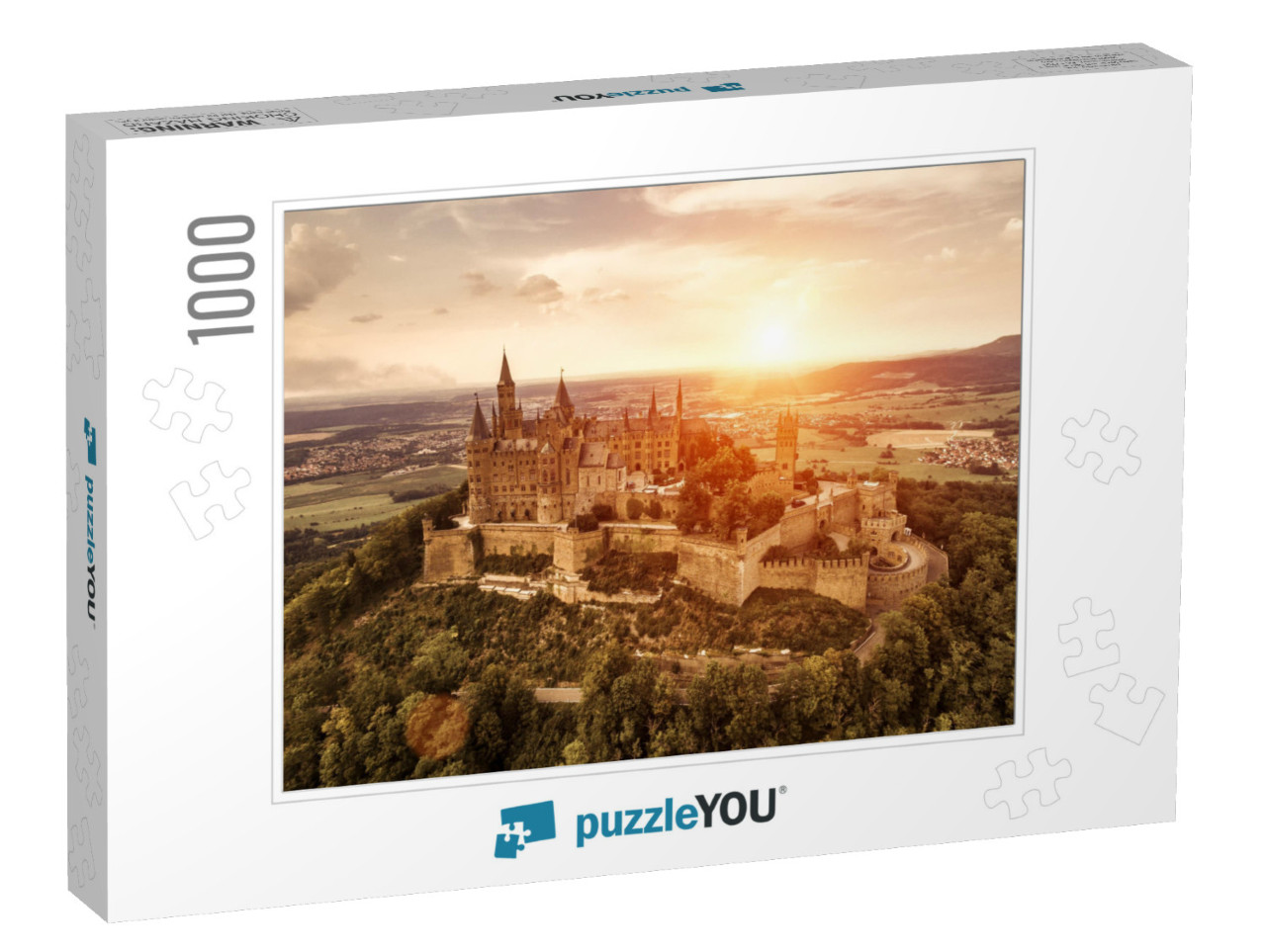 Hohenzollern Castle At Sunset, Aerial View of Old German... Jigsaw Puzzle with 1000 pieces