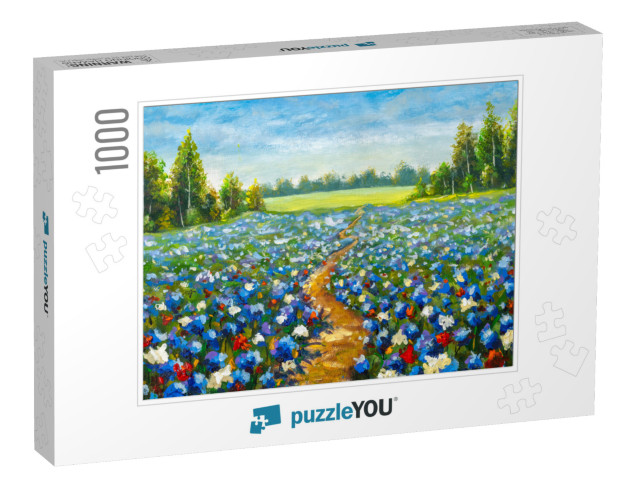 Road Through the Flower Field Paintings Monet Painting Cl... Jigsaw Puzzle with 1000 pieces