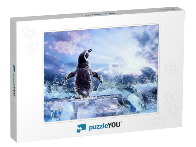 Penguin on the Ice in Water Drops... Jigsaw Puzzle