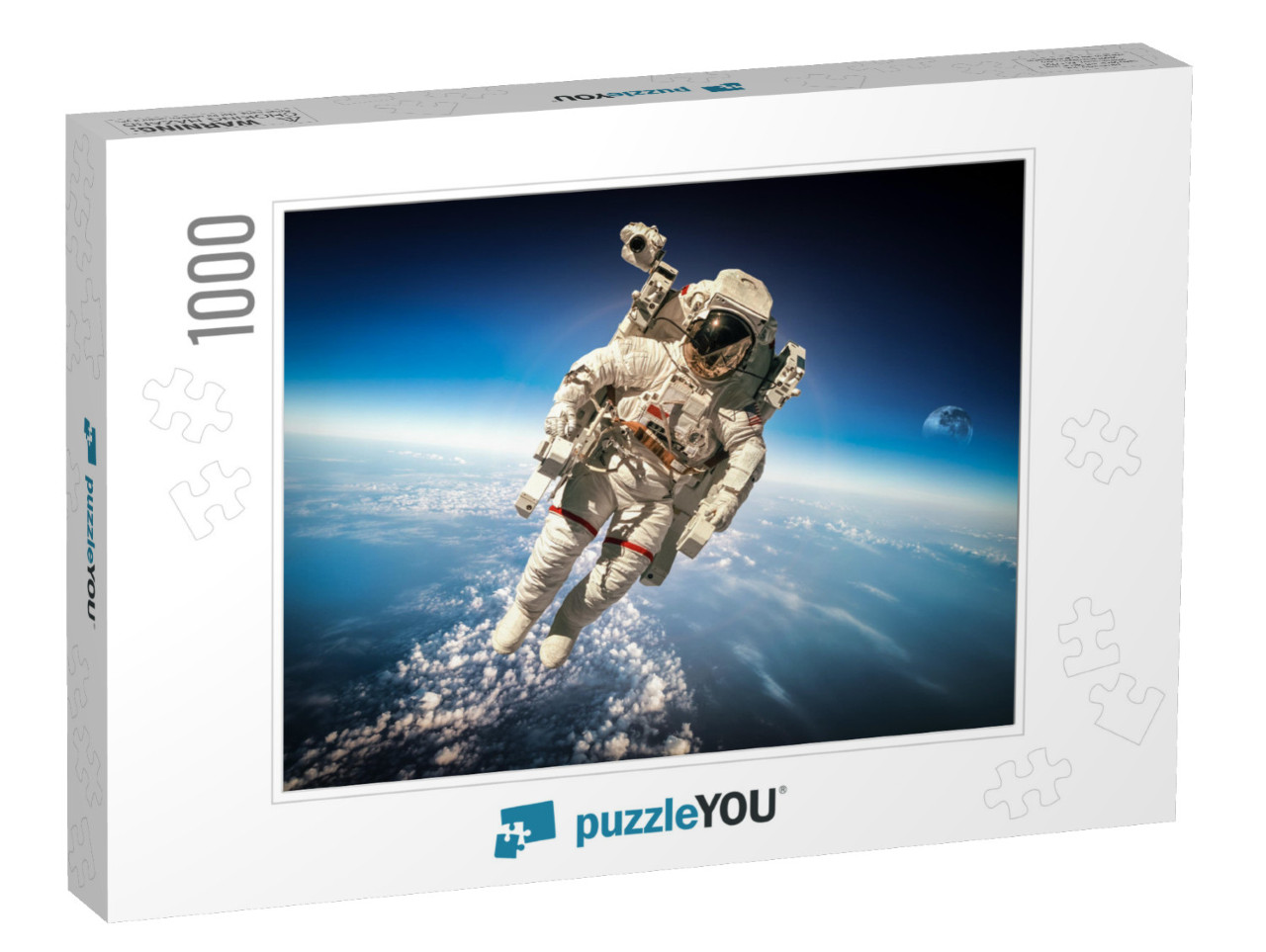 Astronaut in Outer Space Against the Backdrop of the Plan... Jigsaw Puzzle with 1000 pieces