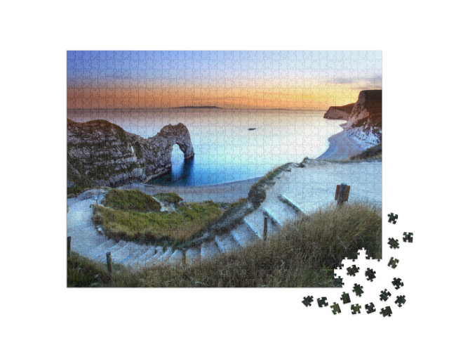 Durdle Door Sunset Dorset England... Jigsaw Puzzle with 1000 pieces