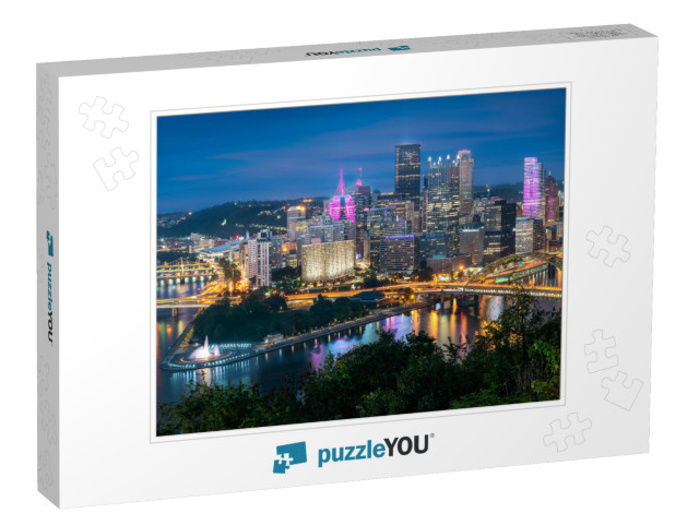 Evening View of Pittsburgh from the Top of the Duquesne I... Jigsaw Puzzle