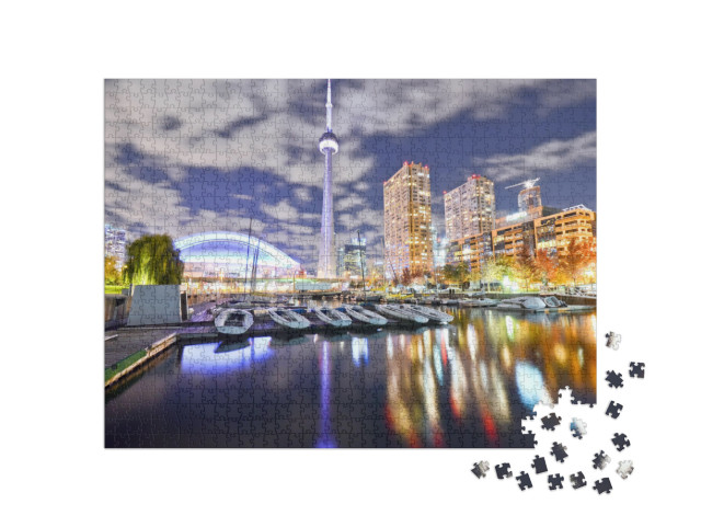 Toronto Skyline At Night in Ontario, Canada... Jigsaw Puzzle with 1000 pieces