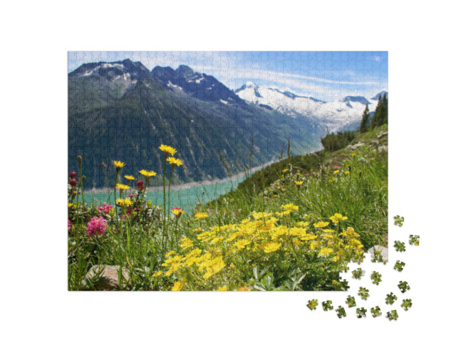 Mountain Pasture in Zillertal Area, Austria with Blooming... Jigsaw Puzzle with 1000 pieces