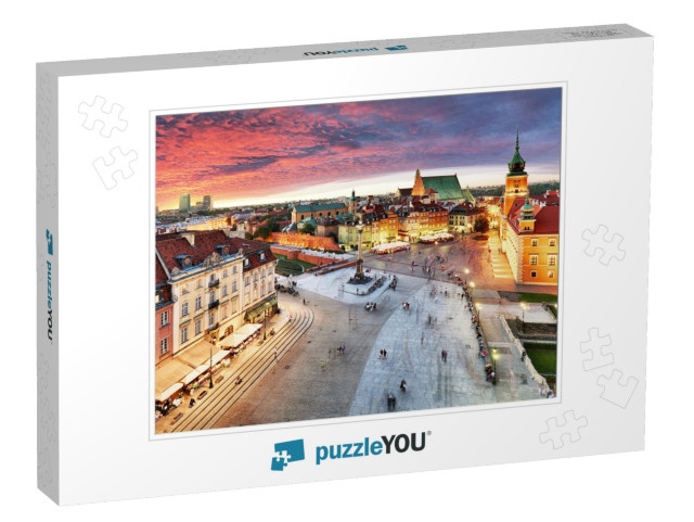 Warsaw, Royal Castle & Old Town At Sunset, Poland... Jigsaw Puzzle