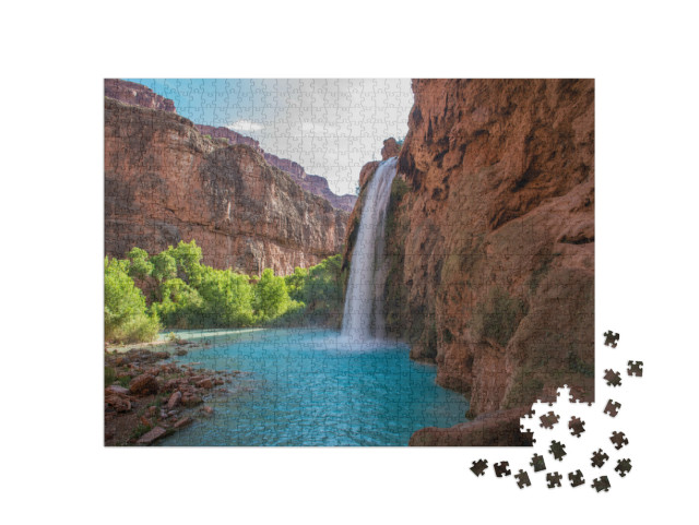 Havasu Falls. a Beautiful Waterfall in Arizona... Jigsaw Puzzle with 1000 pieces